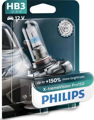 PHILIPS 9005XVPB1 - Лампа автомобильная HB3 12V- 60W (P20d)) X-treme Vision Pro150 блистер (1шт) (Philips) autodif.ru