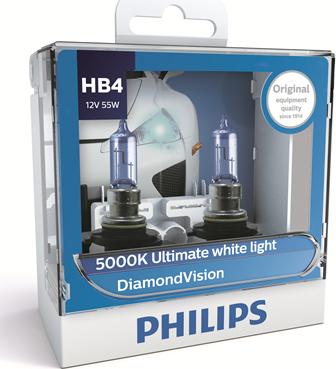 PHILIPS 9006DVS2 - Комплект галогенных ламп 2шт HB4 12V 55W P22D DIAMOND VISION (5000K, максимально яркий белый свет) autodif.ru