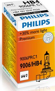 PHILIPS 9006PRC1 - Лампа галогенная HB4 12V 51W P22D PREMIUM (На 30% больше света на дороге) autodif.ru