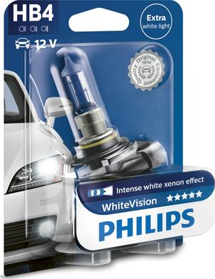 PHILIPS 9006WHVB1 - HB4 12V- 55W (P22d) (абсолютно белый свет) White Vision блистер (1шт.) autodif.ru