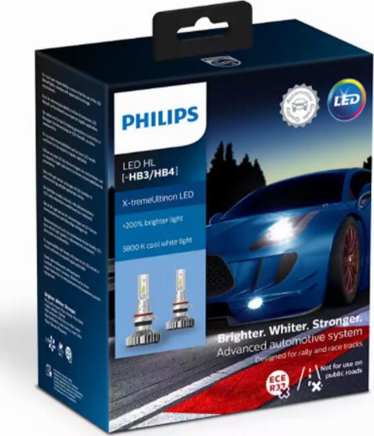 PHILIPS 11005XUWX2 - Комплект головного освещения LED HB3/HB4 6500K 25W X-Treme Ultinon LED PHILIPS autodif.ru