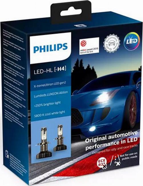 PHILIPS 11342XUWX2 - Лампа светодиодная H4 12V-LED 5800K 22/22W (P43t) X-tremeUltinon LED gen2 Bright White (к-кт 2 шт.) autodif.ru