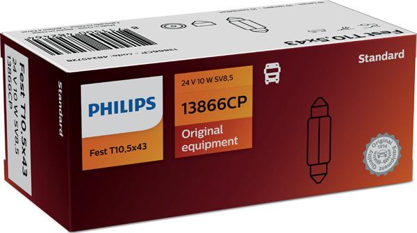 PHILIPS 13866CP - Лампа FEST T10,5X43 13866 24V 10W (Картонная упаковка) autodif.ru