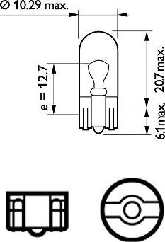 PHILIPS 12961CP - Лампа Philips 12-5 Вт. W5W поворотов одноконтактная без цоколя средняя (W2,1x9,5d) 12961CP/49090273 autodif.ru