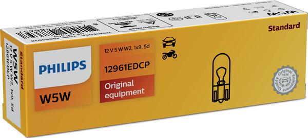 PHILIPS 12961EDCP - Лампа накаливания W5W ExtraDuty 12V 5W W2,1x9.5d CP autodif.ru