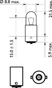 PHILIPS 12929B2 - Лампа накаливания T4W 12V BA9s PHILIPS с цоколем маленькая передний габарит 2105 блистер (2 шт.) autodif.ru