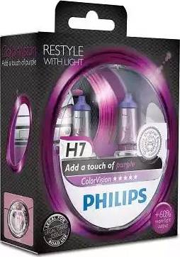PHILIPS 12972CVPPS2 - Лампа Philips 12-55 Вт. H7 Color Vision галогеновая розовая, комплект 2шт 12972CVPPS2/36804828 Герма autodif.ru
