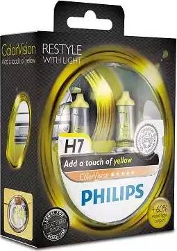 PHILIPS 12972CVPYS2 - Лампа Philips 12-55 Вт. H7 ColorVision Yellow галогеновая жёлтая, комплект 2 шт. (PX26d) 12972CVPYS2 autodif.ru