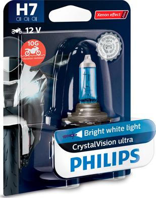 PHILIPS 12972CVUBW - Лампа галогенная H7 12V 55W CrystalVision ultra Moto блистер 1шт autodif.ru