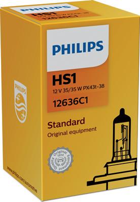 PHILIPS 12636C1 - Лампа галогеновая HS1 PremiumVision Moto 12V 35 / 35W PX43t C1 autodif.ru