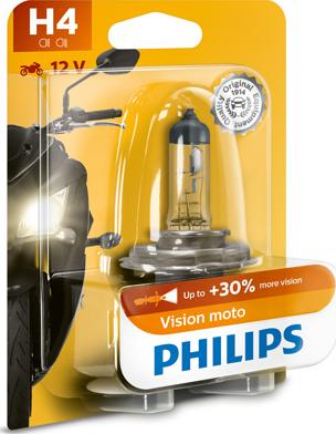 PHILIPS 12342PRBW - Лампа галогеновая H4 Vision Moto +30% 12V 60/55W P43t-38 Блистер HCV autodif.ru