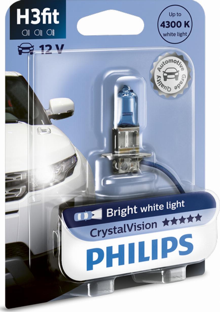 PHILIPS 12336CVB1 - Лампа галогенная блистер 1шт H3 12V 55W CRISTAL VISION (4300K, излучают яркий белый свет) autodif.ru