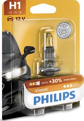 PHILIPS 12258PRB1 - Лампа галогенная блистер 1шт H1 12V 55W P14.5S PREMIUM (На 30% больше света на дороге) autodif.ru