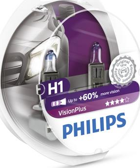 PHILIPS 12258VPS2 - Комплект галогенных ламп 2шт H1 12V 55W P14.5S VISIONPLUS (На 60% больше света на дороге) autodif.ru