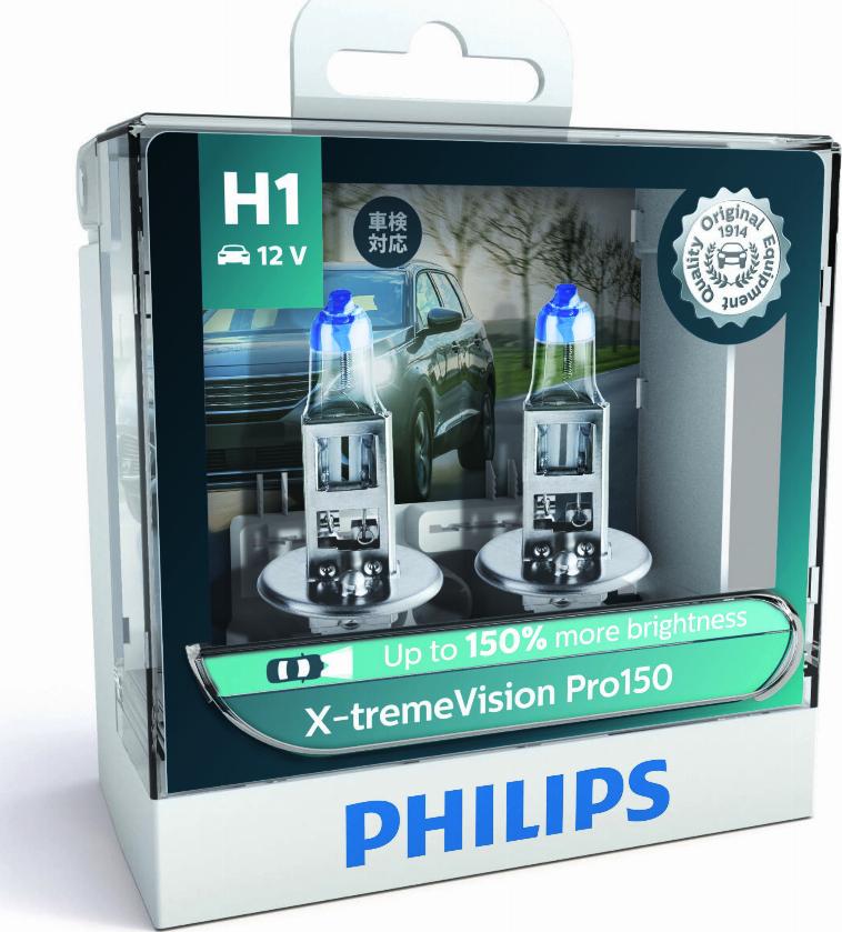 PHILIPS 12258XVPS2 - H1 12V- 55W (P14,5s) (+150% света+увелич. срок службы) X-treme Vision Pro150 (2шт) autodif.ru