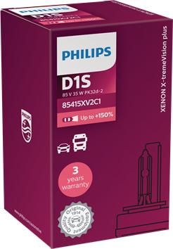 PHILIPS 85415XV2C1 - Philips Ксеноновая Автолампа D1S 35W +150% X-tremeVision 1шт+ QR код подлинности autodif.ru