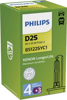 PHILIPS 85122SYC1 - Лампа газоразрядная D2S 85V 35W D2S Xenon Longerlife 1шт autodif.ru