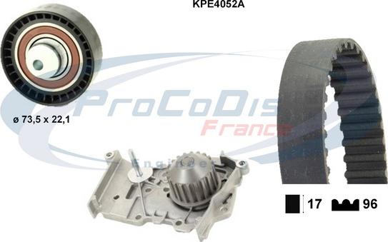 Procodis France KPE4052A - Водяной насос + комплект зубчатого ремня ГРМ autodif.ru