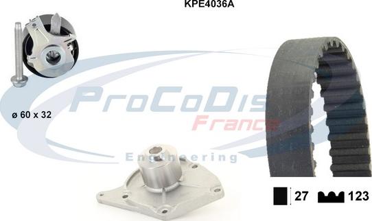 Procodis France KPE4036A - Водяной насос + комплект зубчатого ремня ГРМ autodif.ru