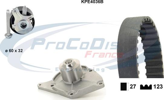 Procodis France KPE4036B - Водяной насос + комплект зубчатого ремня ГРМ autodif.ru