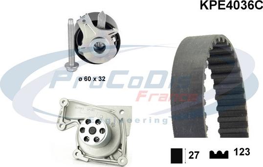 Procodis France KPE4036C - Водяной насос + комплект зубчатого ремня ГРМ autodif.ru