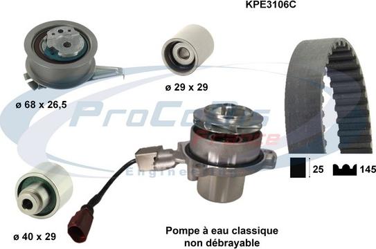 Procodis France KPE3106C - Водяной насос + комплект зубчатого ремня ГРМ autodif.ru