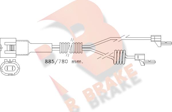 R Brake 610098RB - Сигнализатор, износ тормозных колодок autodif.ru