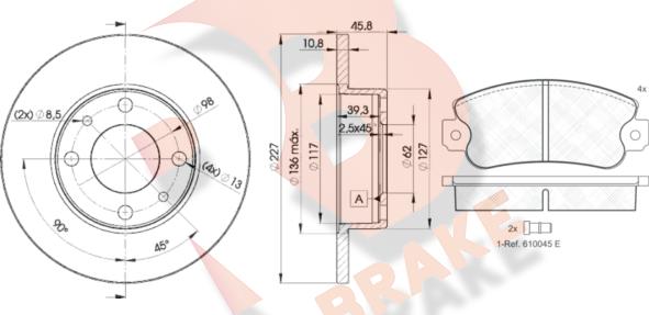 R Brake 3R04185812 - Дисковый тормозной механизм, комплект autodif.ru