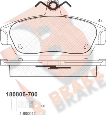 R Brake RB0806-700 - Тормозные колодки, дисковые, комплект autodif.ru
