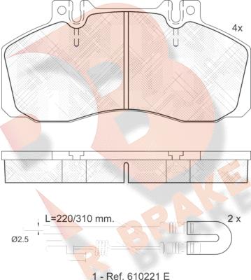 R Brake RB0722 - Тормозные колодки, дисковые, комплект autodif.ru