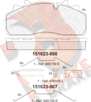 R Brake RB1623 - Тормозные колодки, дисковые, комплект autodif.ru