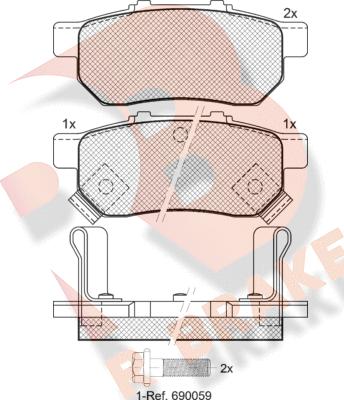 R Brake RB1024 - Тормозные колодки, дисковые, комплект autodif.ru
