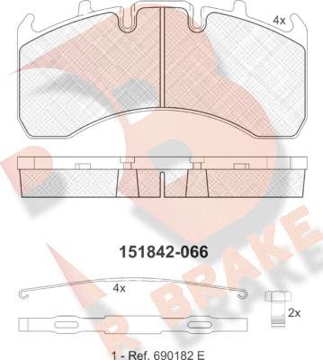 R Brake RB1842-066 - Тормозные колодки, дисковые, комплект autodif.ru