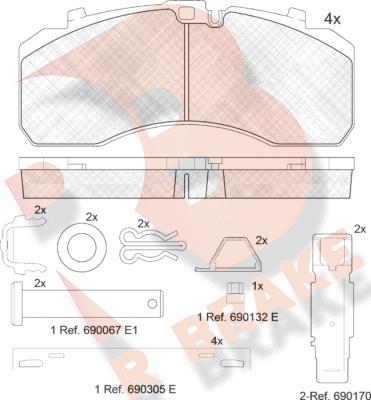 R Brake RB2091-073 - Тормозные колодки, дисковые, комплект autodif.ru