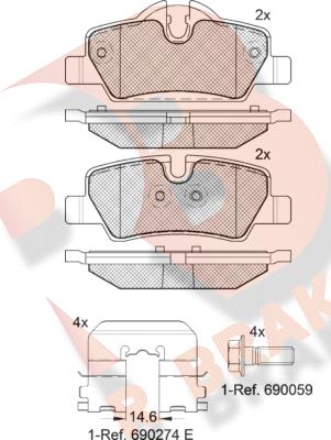 R Brake RB2190 - Тормозные колодки, дисковые, комплект autodif.ru