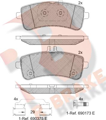 R Brake RB2145-202 - Тормозные колодки, дисковые, комплект autodif.ru