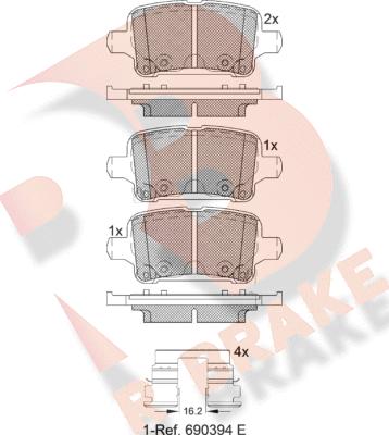 R Brake RB2257 - Тормозные колодки, дисковые, комплект autodif.ru