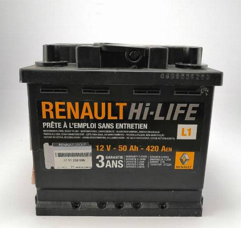 RENAULT 7711238596 - Стартерная аккумуляторная батарея, АКБ autodif.ru
