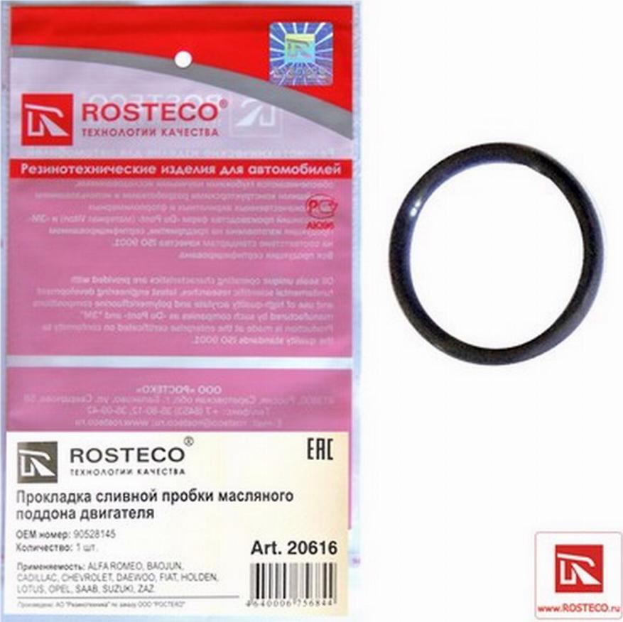 Rosteco 20616 - Уплотнительное кольцо, резьбовая пробка маслосливного отверстия autodif.ru