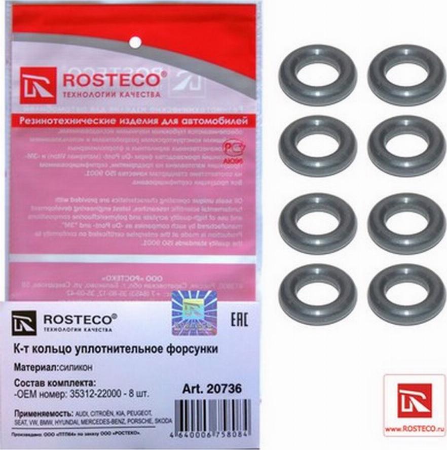 Rosteco 20736 - Уплотнительное кольцо, клапанная форсунка autodif.ru