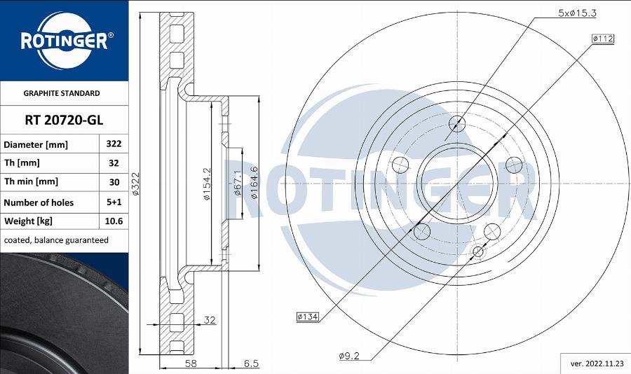 Rotinger RT 20720-GL - Тормозной диск autodif.ru