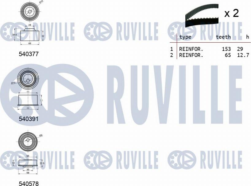 Ruville 550431 - Ремкомплект привода ГРМ Mitsubishi Outlander <08/Eclipse/Space Runner <99/Lancer <13 2.0i autodif.ru