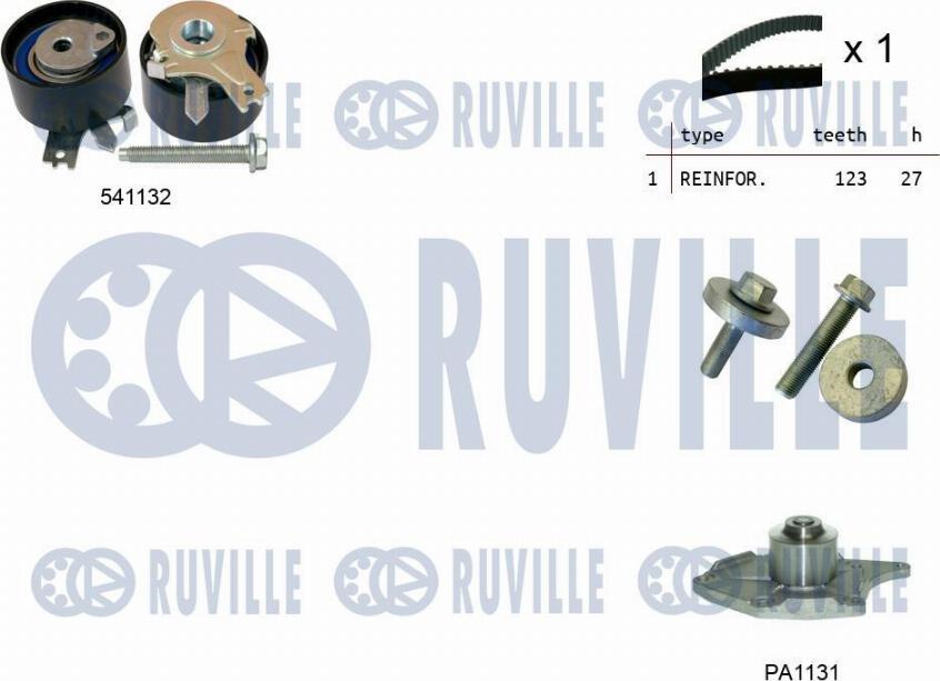 Ruville 5500551 - Водяной насос + комплект зубчатого ремня ГРМ autodif.ru