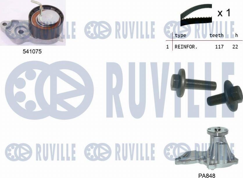 Ruville 5500641 - Водяной насос + комплект зубчатого ремня ГРМ autodif.ru
