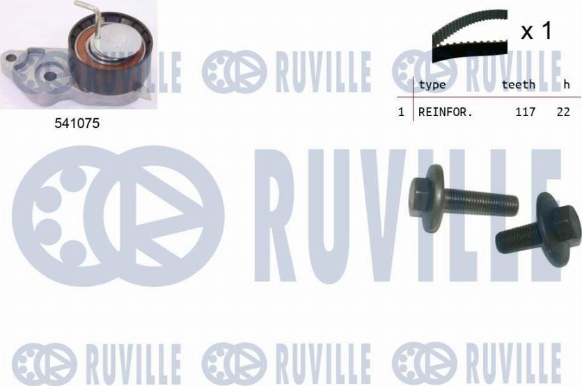 Ruville 550064 - Комплект ГРМ FORD FOCUS II,FUSION,C-MAX 1.25-1.6L (ролик+ремень 117x22) autodif.ru