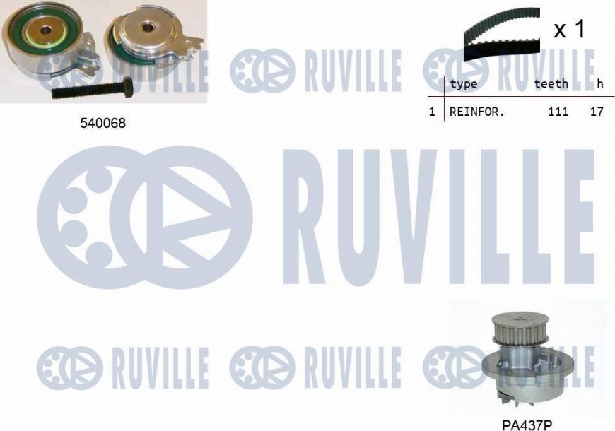 Ruville 5500051 - Водяной насос + комплект зубчатого ремня ГРМ autodif.ru