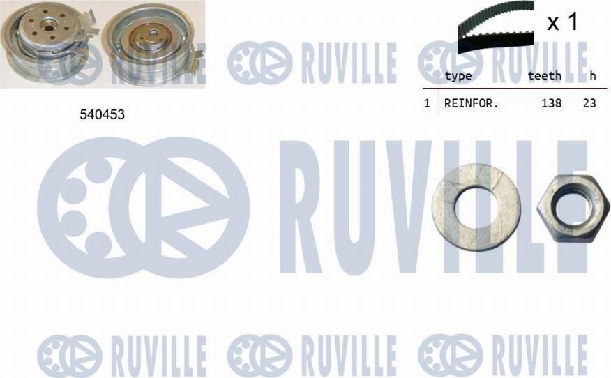 Ruville 550013 - Комплект ГРМ VW/AUDI 1.6L (ролик+ремень 138x23) autodif.ru