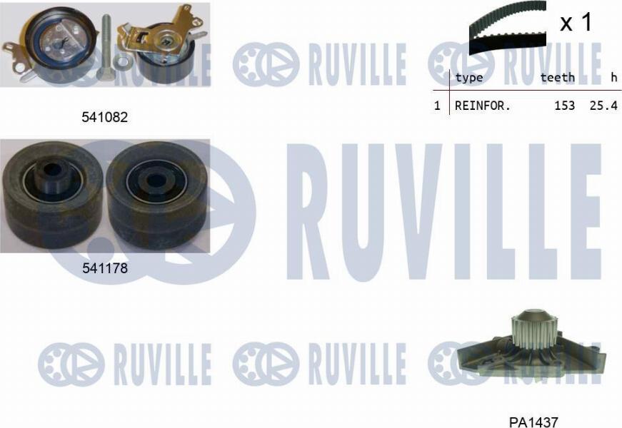 Ruville 5501451 - Водяной насос + комплект зубчатого ремня ГРМ autodif.ru