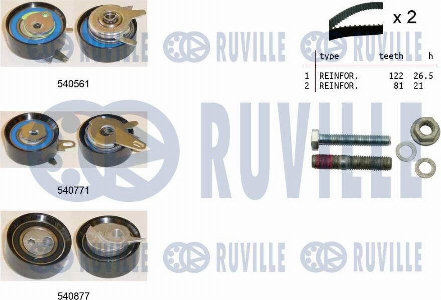 Ruville 550385 - Комплект зубчатого ремня ГРМ autodif.ru
