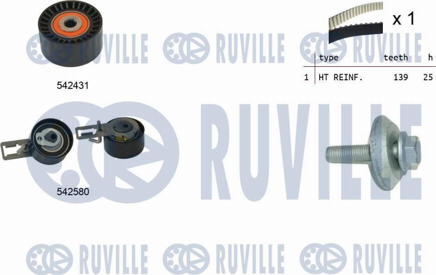 Ruville 550386 - Комплект зубчатого ремня ГРМ autodif.ru
